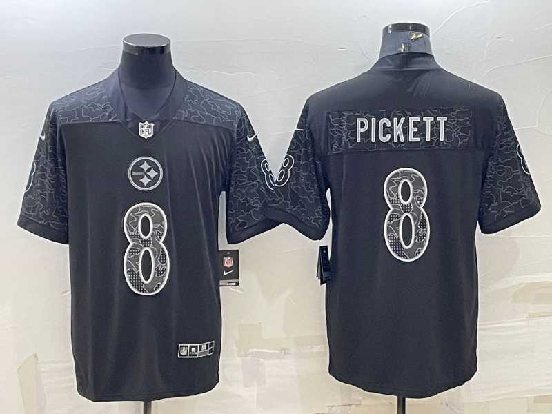 Mens Pittsburgh Steelers #8 Kenny Pickett Black Reflective Limited Stitched Football Jersey